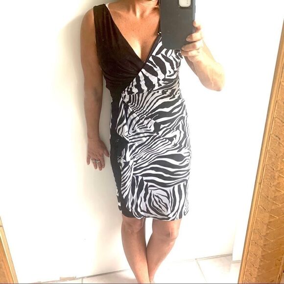 Joseph Ribkoff Canada Zebra Stretch Midi Dress - Picture 1 of 13
